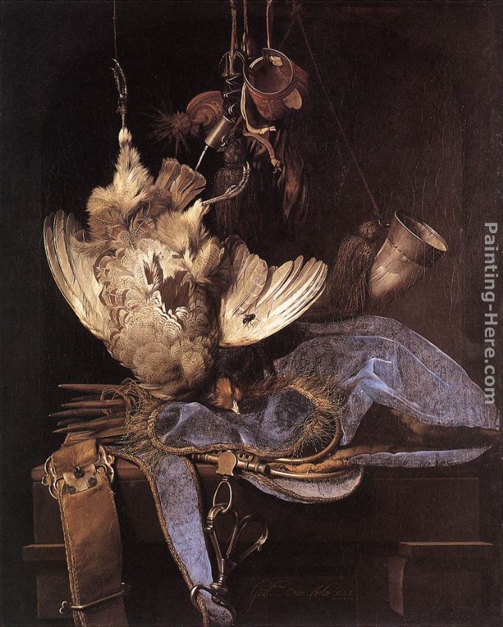Still-Life with Hunting Equipment and Dead Birds painting - Willem van Aelst Still-Life with Hunting Equipment and Dead Birds art painting